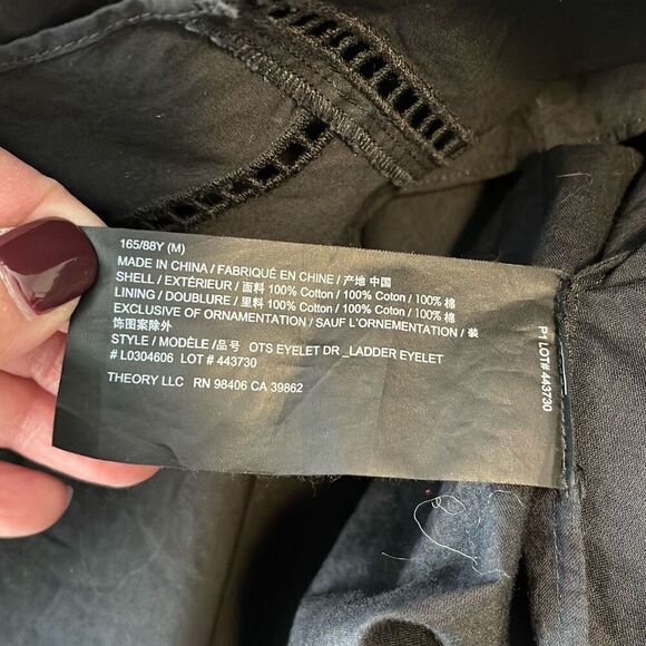 Theory Womens Off Shoulder Asymmetric Hem Midi Fit & Flare Dress Black Medium - Picture 6 of 8